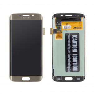 Дисплей Samsung G925 Galaxy S6 Edge, G925F Galaxy S6 Edge, Super AMOLED, с тачскрином, Gold
