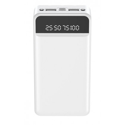 Повербанк (УМБ) XO PR163, 20000 mAh, 2USB, Type-C, Micro USB, с фонариком, (с кабелями Type-C, Micro USB, Lighting), White, фото № 1 - ukr-mobil.com