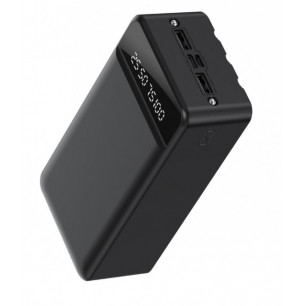 Повербанк (УМБ) XO PR164, 30000 mAh, 2USB, Type-C, Micro USB, с фонариком, (с кабелями Type-C, Micro USB, Lighting), Black