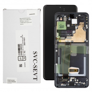 Дисплей Samsung G988 Galaxy S20 Ultra, GH82-22271A, с тачскрином, с рамкой, Service Pack Original, Black