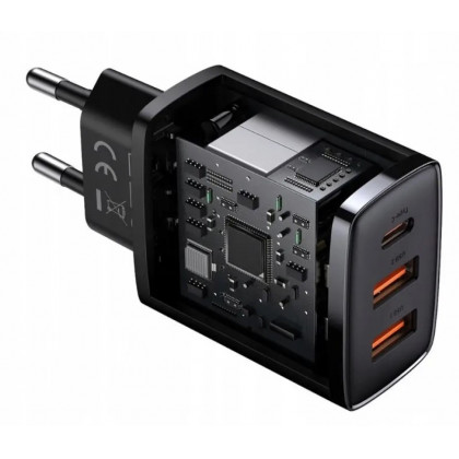 Сетевое зарядное устройство Baseus Fast Charger (CCXJ-E01), 30W, 2xUSB-A + 1xType-C, Black, фото № 2 - ukr-mobil.com