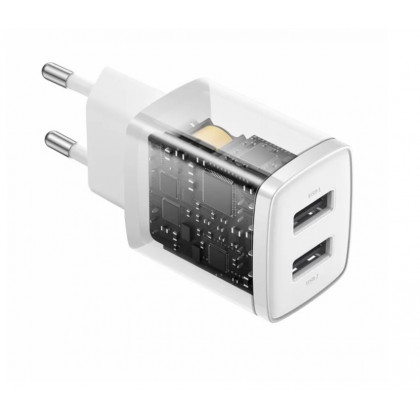 Сетевое зарядное устройство Baseus Compact Charger (CCXJ010202), 10.5W, 2xUSB-A, White, фото № 4 - ukr-mobil.com