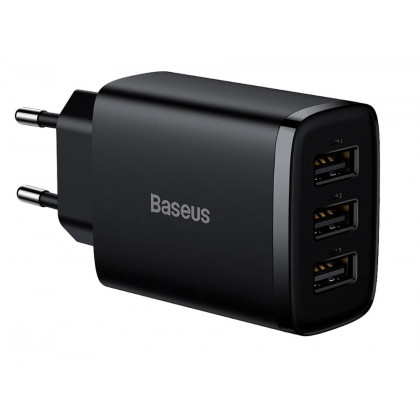 Сетевое зарядное устройство Baseus Compact Charger (CCXJ020101), 17W, 3xUSB-A, Black, фото № 5 - ukr-mobil.com