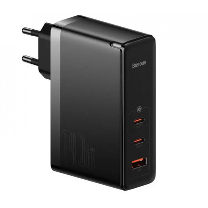 Сетевое зарядное устройство Baseus GaN5 Pro Fast Charger (CCGP100201), 140W, (в комплекте - кабель Type-C x Type-C 240W, 48V/5A), для MacBook, Black, фото № 1 - ukr-mobil.com