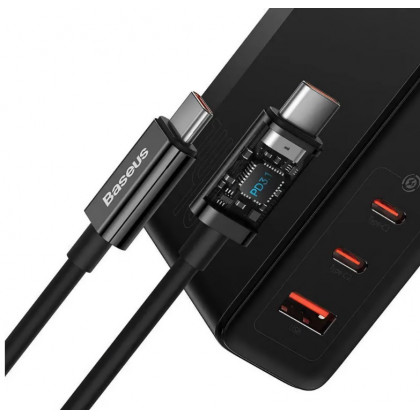 Сетевое зарядное устройство Baseus GaN5 Pro Fast Charger (CCGP100201), 140W, (в комплекте - кабель Type-C x Type-C 240W, 48V/5A), для MacBook, Black, фото № 6 - ukr-mobil.com