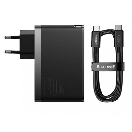 Сетевое зарядное устройство Baseus GaN5 Pro Fast Charger (CCGP100201), 140W, (в комплекте - кабель Type-C x Type-C 240W, 48V/5A), для MacBook, Black, фото № 4 - ukr-mobil.com
