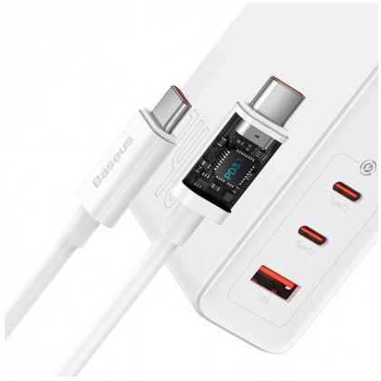 Сетевое зарядное устройство Baseus GaN5 Pro Fast Charger (CCGP100202), 140W, (в комплекте - кабель Type-C x Type-C 240W, 48V/5A), для MacBook, White, фото № 4 - ukr-mobil.com