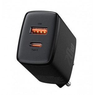 Сетевое зарядное устройство Baseus Compact Quick Charger (CCXJ-B01), 20W, 1xUSB-A + 1xType-C, Black