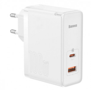 Сетевое зарядное устройство Baseus GaN5 Pro Fast Charger (CCGP090202), 100W, (в комплекте - кабель Type-C x Type-C 100W, 20V/5A), для MacBook, White