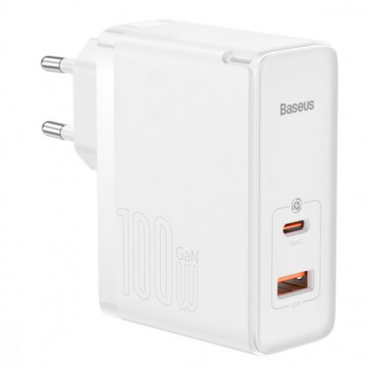 Сетевое зарядное устройство Baseus GaN5 Pro Fast Charger (CCGP090202), 100W, (в комплекте - кабель Type-C x Type-C 100W, 20V/5A), для MacBook, White, фото № 1 - ukr-mobil.com