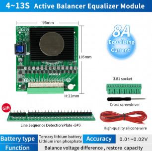 Плата балансировки аккумулятора (эквалайзер) SUNKKO BAL-813, 13S, 8A