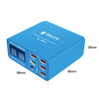Зарядное устройство Relife RL-304P, 5 USB (4 порта - 5V, 2.1; 1 порт - QC 3.0 18W), 1 Type-C (PD 20W), 40W, фото № 3 - ukr-mobil.com