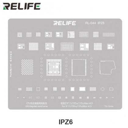 Трафарет Relife RL-044 IPZ6, для iPhone 11, iPhone 11 Pro, iPhone 11 Pro Max, (CPU A13), толщина: 0.12 мм - ukr-mobil.com