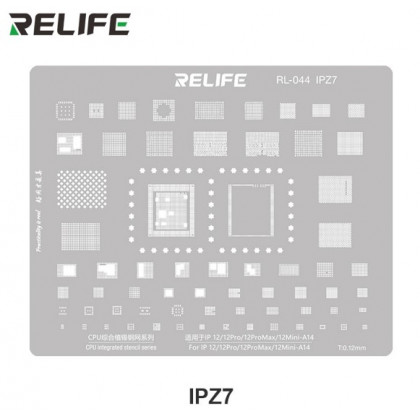 Трафарет Relife RL-044 IPZ7, для iPhone 12, iPhone 12 Pro, iPhone 12 Pro Max, 12 Mini, (CPU A14), толщина: 0.12 мм - ukr-mobil.com