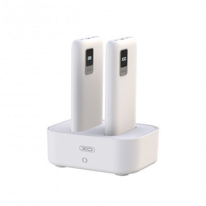 Повербанк (УМБ) XO PR151, 2 шт. по 10000 mAh, зарядная станция, USB + Type-C, White, фото № 1 - ukr-mobil.com