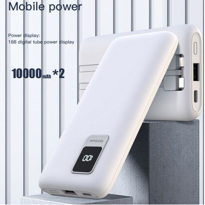 Повербанк (УМБ) XO PR151, 2 шт. по 10000 mAh, зарядная станция, USB + Type-C, White, фото № 3 - ukr-mobil.com