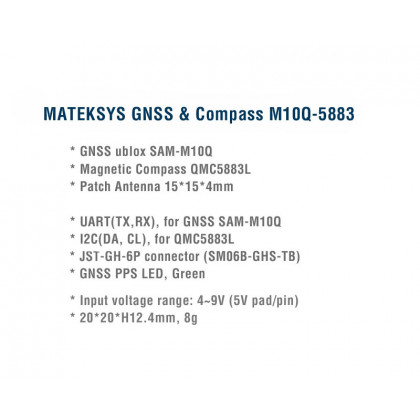 Модуль GPS Matek M10Q-5883 GNSS, (с компасом), фото № 3 - ukr-mobil.com