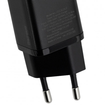 Сетевое зарядное устройство Baseus Super Si Quick Charger (CCSP020101), 25W, 1xType-C, Black, фото № 4 - ukr-mobil.com