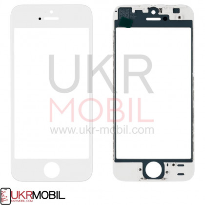 Стекло дисплея с рамкой и пленкой OCA Apple iPhone 5S, Original, White, фото № 1 - ukr-mobil.com