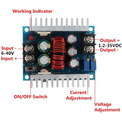 Понижающий преобразователь (DC-DC) с регулировкой напряжения от 6-40V до 1.2-35V, 20A, 300W, фото № 4 - ukr-mobil.com