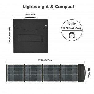 Солнечная панель портативная, 200W, 39V / 5.12A (Max), XT60 + MC4