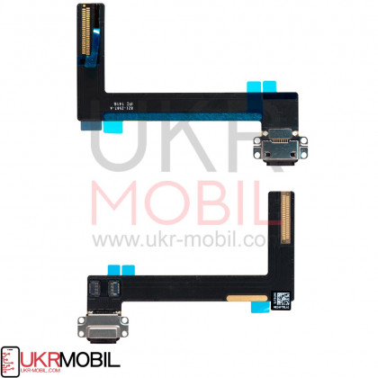 Шлейф Apple iPad Air 2 (A1566, A1567), коннектор зарядки, с компонентами, Black - ukr-mobil.com
