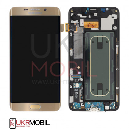 Дисплей Samsung G928, G928F Galaxy S6 Edge Plus, Super AMOLED, с тачскрином, с рамкой, Gold - ukr-mobil.com