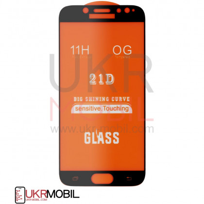 Защитное стекло Samsung J730 Galaxy J7 2017, Full Glue 2.5D, Black - ukr-mobil.com