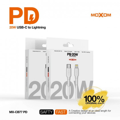 Кабель Moxom MX-CB77, Power Delivery 3.0 - 20W, 1m, USB-C to Lightning - ukr-mobil.com