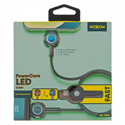 Кабель Moxom MX-CB72, LED индикация заряда, 1m, Lightning, фото № 3 - ukr-mobil.com