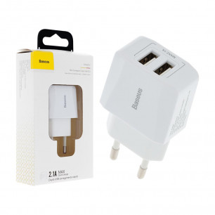 Сетевое зарядное устройство Baseus Mini Dual-U Charger (CCALL-MN02), 2.1A, 10.5W, 2 USB, White