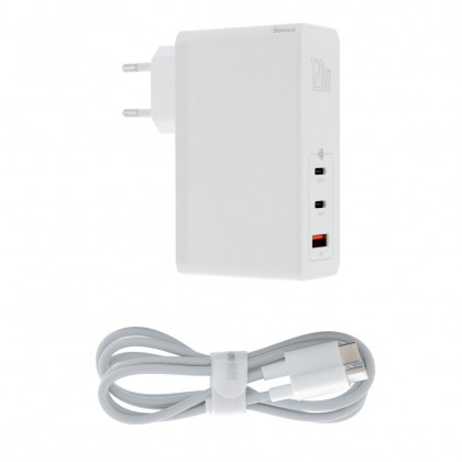 Сетевое зарядное устройство Baseus GaN2 Pro Quick Charger (CCGAN-J02), 120W, ( в комплекте - кабель Type-C ), White для ноутбков MacBook, Asus, Lenovo, фото № 3 - ukr-mobil.com