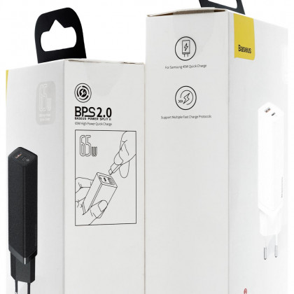 Сетевое зарядное устройство Baseus GaN2 Lite Quick Charger (CCGAN2L-B02), 65W, Type-C, USB, White, фото № 7 - ukr-mobil.com