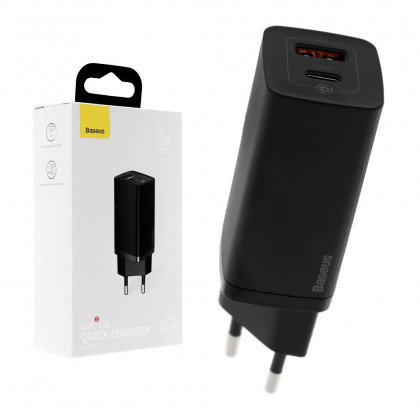 Сетевое зарядное устройство Baseus GaN2 Lite Quick Charger (CCGAN2L-B01), 65W, Type-C, USB, Black, фото № 1 - ukr-mobil.com