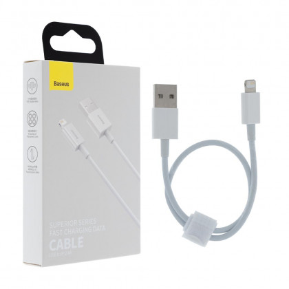 Кабель Baseus Superior Series Fast Charging Cable (CALYS-02), USB to Lightning, 2.4A, 0.25m, White, фото № 1 - ukr-mobil.com