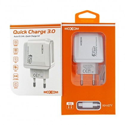Сетевое зарядное устройство Moxom KH-67Y, Micro USB, QC 3.0, ( в комплекте - кабель Micro USB ), фото № 4 - ukr-mobil.com