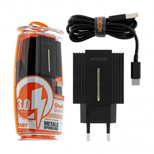 Сетевое зарядное устройство Moxom MX-HC12, Type-C, QC 3.0, 2USB, ( в комплекте - кабель Type-C )