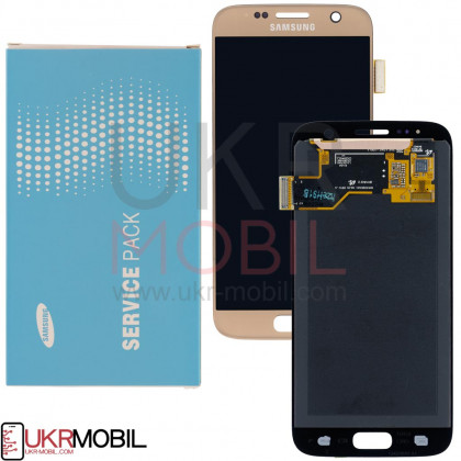 Дисплей Samsung G930 Galaxy S7 GH97-18523C (SERVICE PACK ORIGINAL) с тачскрином Gold - ukr-mobil.com