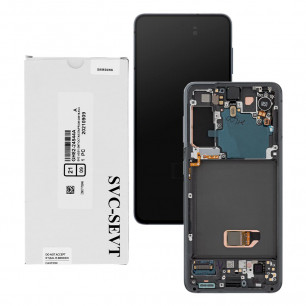Дисплей Samsung G991 Galaxy S21, GH82-24544A, с тачскрином, с рамкой, Service Pack Original, Phantom Grey