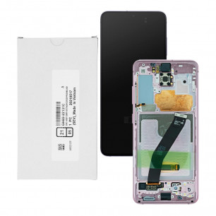 Дисплей Samsung G980 Galaxy S20, GH82-22131C, с тачскрином, с рамкой, Service Pack Original, Cloud Pink